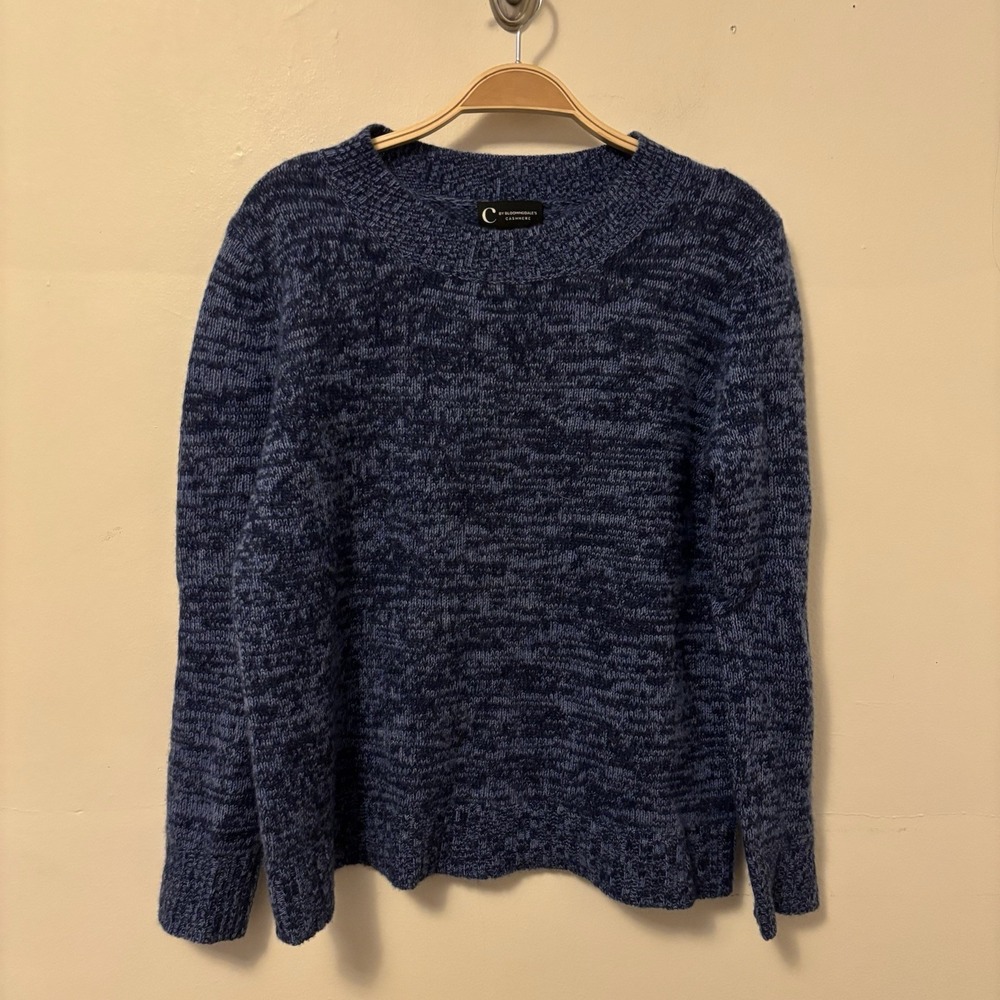 C by Bloomingdale's 100% 2 Ply Cashmere Sweater Blue Small Soft Old Money‎